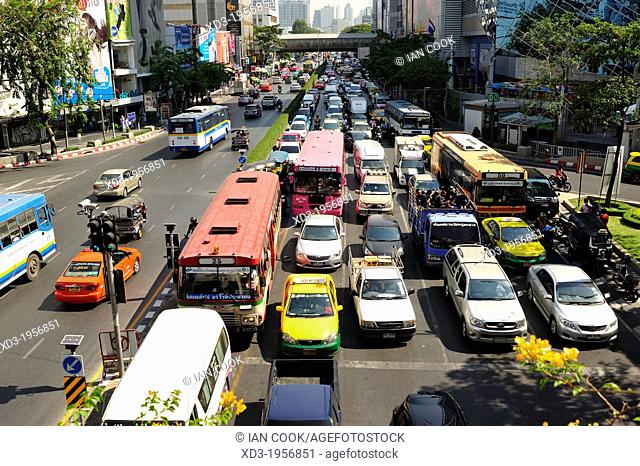 traffic near Siam Square, Bangkok, Thailand