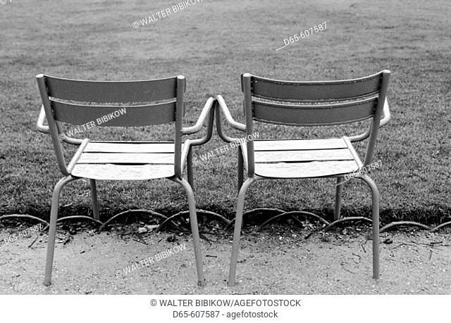 Tables and chairs. Jardins du Luxembourg. Paris. France