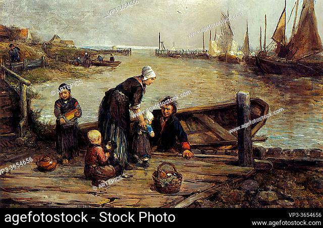 Kate Mari Ten - a Fisherman's Family Marken - Dutch School - 19th Century