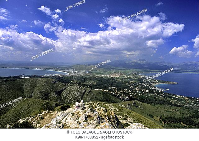 Bahia de Alcudia and Pollensa Bay from S'atalaya Majorca, Balearic Islands, Spain