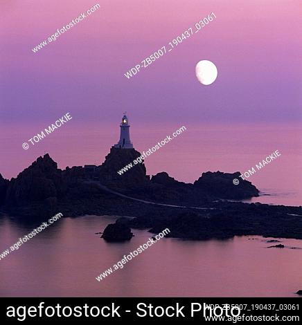Moon over Cobiere Lighthouse, Jersey, Channel Islands