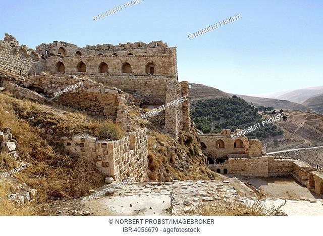 Ruins of Kerak Castle, a crusader castle, built in 1140, at that time Crac des Moabites, Al Karak or Kerak, Jordan