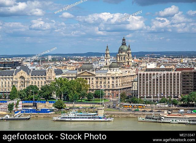Budapest, Hungary1. View of the Danube river and the embankment of Budapest, Hungary, on a sunny summer morning