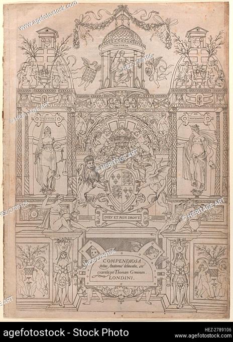 Title Page and Dedication for the Compendiosa totius Anatomiae delineatio, 1545. Creator: Thomas Geminus
