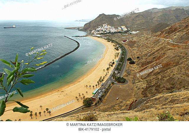 Sandy beach of Playa de las Teresitas, San Andres, La Montanita, Tenerife, Canary Islands, Spain