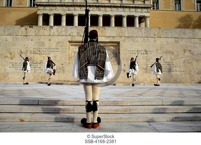 Greece, Athens, Tomb Of The Unknown Soldier, Changing Of The Guard Ceremony