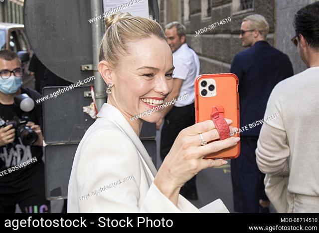 American actress Kate Bosworth guest of the Giorgio Armani fashion show, one of the few shows in the presence of the Milan Fashion Week dedicated to men's...