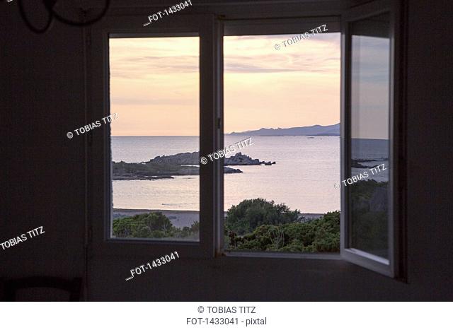 Scenic view of sea seen from window