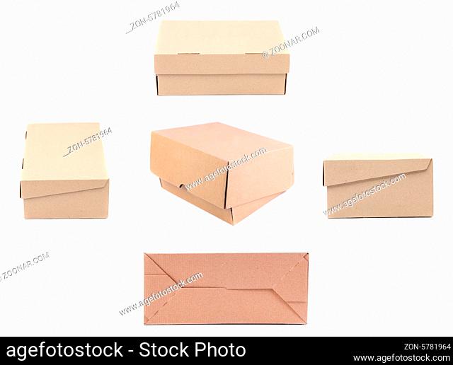 Collage of carton boxes. Isolated on a white background