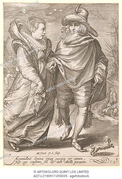 Winter, 1601 (print before 1652), copperplate engraving, sheet: 22.3 x 15.9 cm (trimmed within the margin of the plate), U. l., numbered: 4, u, ., M