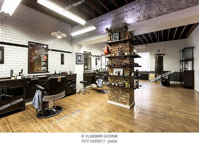 Interior of barber shop