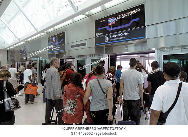 Florida, Miami, Miami International Airport, MIA, arriving international flight, arriving passengers, international flight, concourse, passport control