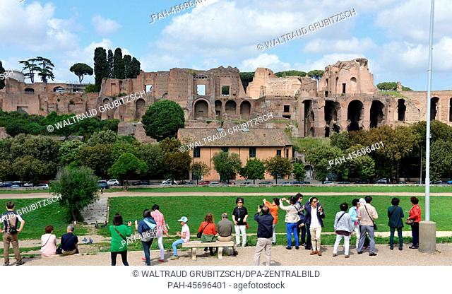 View of the Palatine Hill with the ruins of the Domus Augustana in Rome, Italy, 11 May 2013. The Palatine Hill is the centermost of the Seven Hills of Rome and...