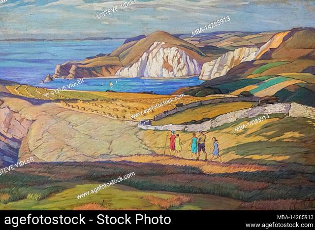 England, Dorset, Bournemouth, Russell-Cotes Museum, Painting titled A Dorset Landscape by Phillip Leslie Moffat Ward dated 1930