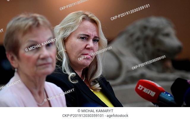 Czech Regional Development Minister Klara Dostalova, right, and her deputy for European funds Daniela Grabmullerova, left