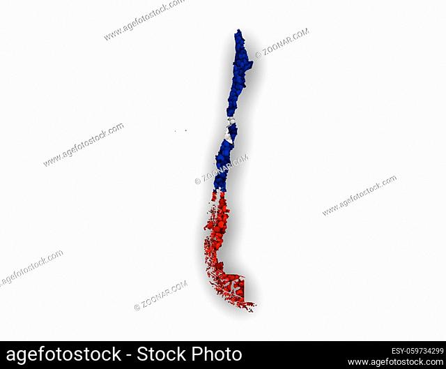 Karte und Fahne von Chile auf Mohn - Map and flag of Chile on poppy seeds