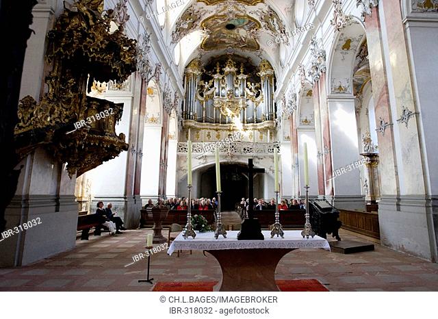 Baronial church, interior view, Amorbach, Hesse, Germany
