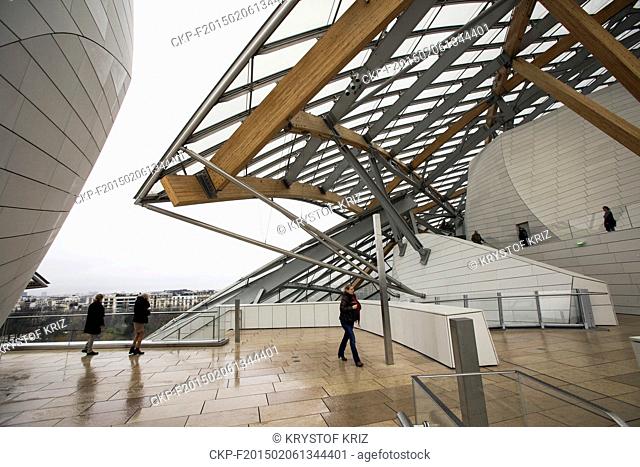 Louis Vuitton Foundation in Paris, France on January 26, 2015. Louis Vuitton Foundation in Bois de Boulogne in west part of Paris was opened on October 28, 2014