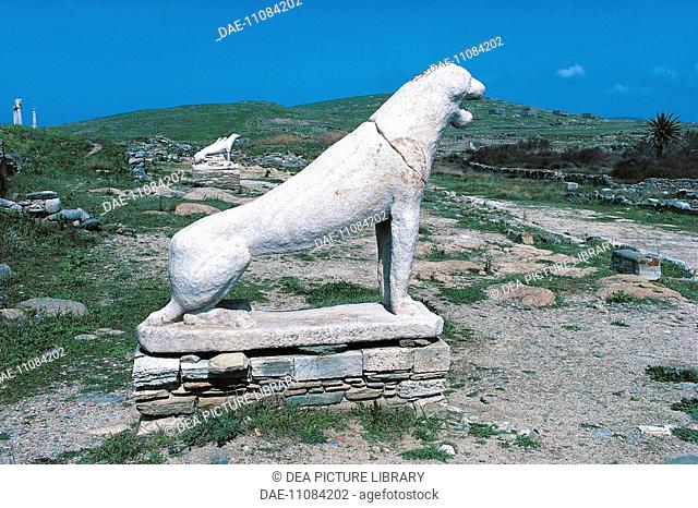Greece - Southern Aegean - Cyclades Islands - Delos. Terrace of the Lions