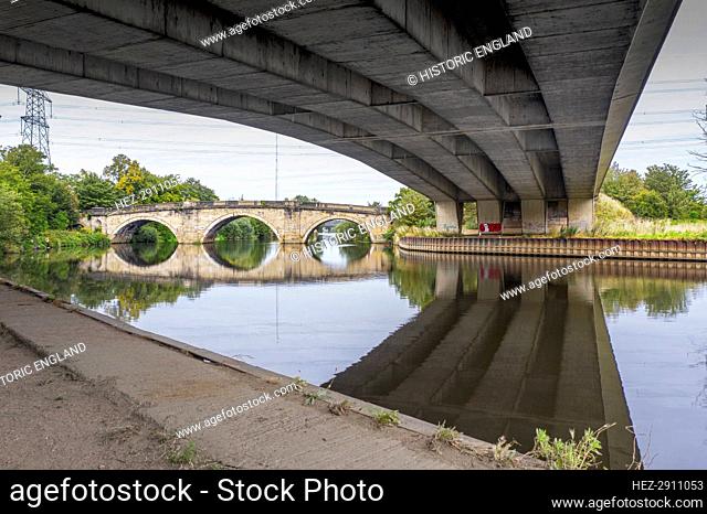 Ferry Bridge, Old Great North Road, Ferrybridge, Brotherton, Selby, North Yorkshire, 2020. Creator: Alun Bull