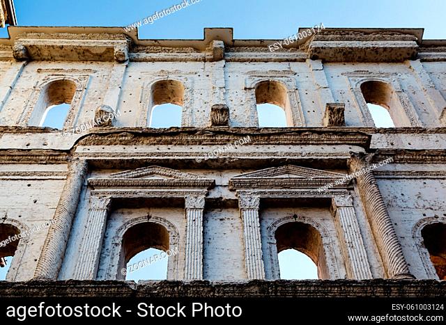 Ancient Roman Gate Porta Borsari in Verona, Veneto, Italy