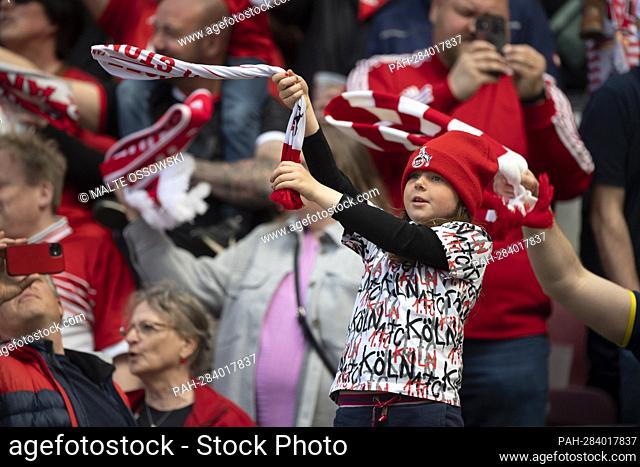 Cologne fans wave their flags, scarves, soccer 1st Bundesliga, 31st matchday, FC Cologne (K) - Arminia Bielefeld (BI) 3: 1 on February 23rd