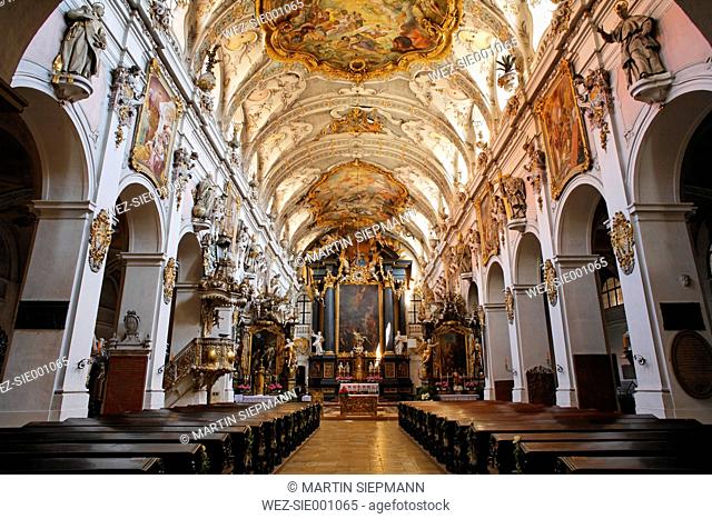 Germany, Bavaria, Upper Palatinate, Regensburg, View of altar in St Emmeram church