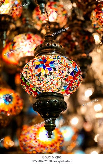 Colorful Turkish Laterns in Grand Bazaar, Istanbul, Turkey