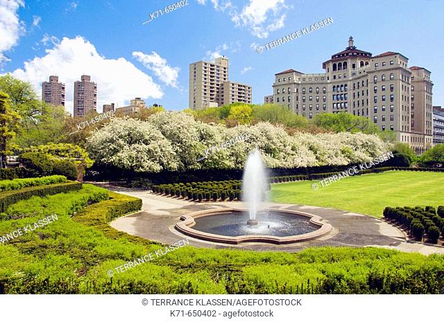 The Conservatory Gardens and fountain in spring at Central Park in New York city, New York, USA