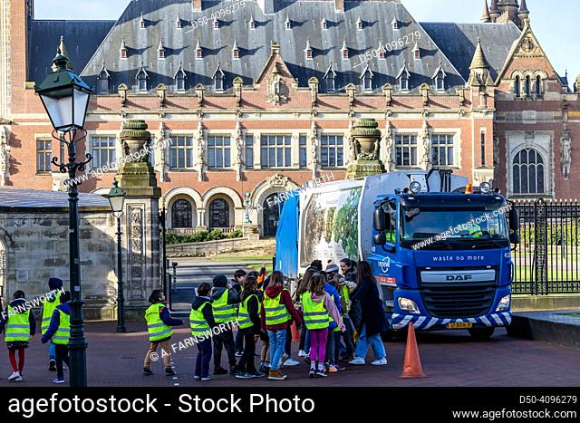 The Hague, Netherlands A school group visits the Peace Palace or International Court of Justice