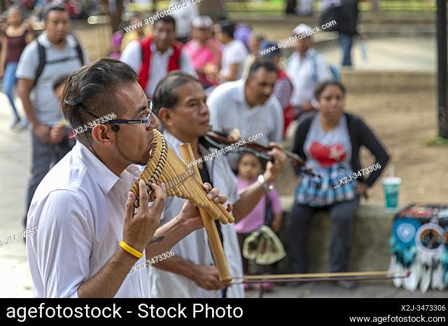 Oaxaca, Mexico - The Ecudorian group, Inti Runas, plays in Oaxaca's central square