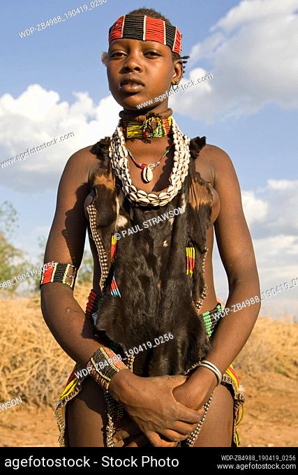 Hamer girl at a tribal village in the Lower Omo Valley