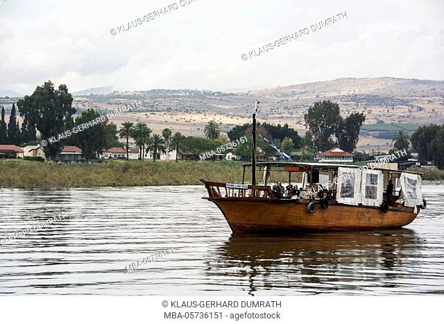 Israel, lake, Sea of Galilee, excursion boat, north shore, landscape