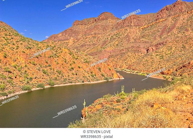 The Salt River along State Route 88, the oldest route in Arizona, just north of Apache Junction, Arizona, United States of America, North America