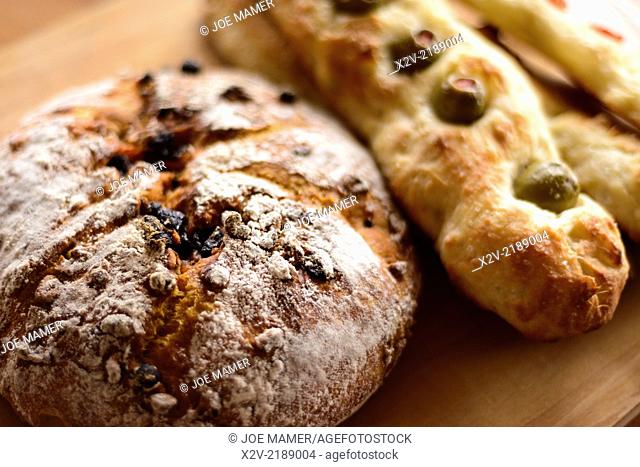 Homemade breads including steccas and carrot bread