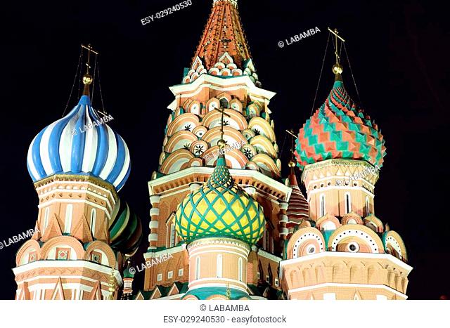 Dome of Intercession Cathedral St. Basil's on Red square in Moscow, Russia