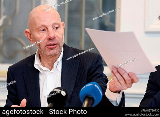 former Walloon parliament clerk Frederic Janssens pictured during a press conference in Namur, Tuesday 19 December 2023. The head clerk of the Walloon...