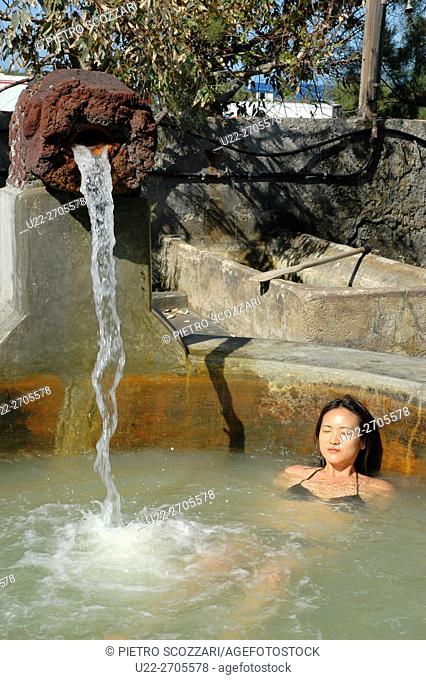 Stromboli, Italy: woman enjoying a bath