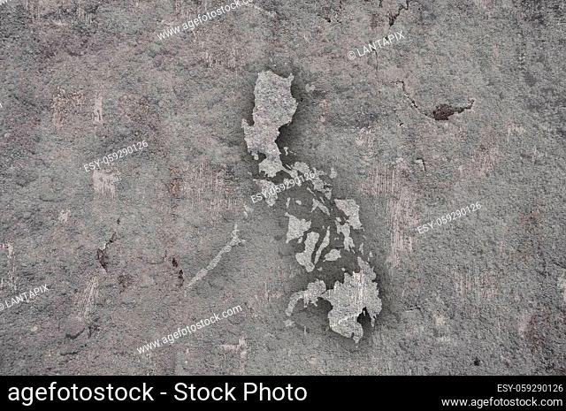 Map of Philippines on weathered concrete