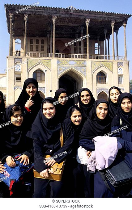 Iran, Esfahan, Eman Khomeni Square, Royal Square, Female Students With Manteaux