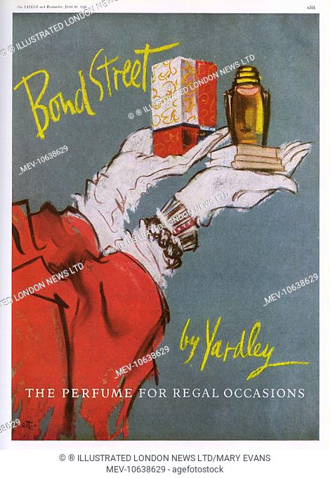 A Yardley perfume advertisement in the coronation edition of The Tatler, with the tag-line, 'The perfume for regal occasions'