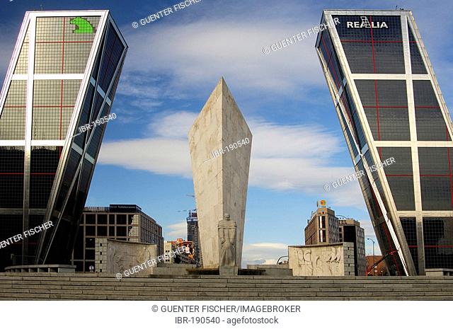 Europe's Gate, Puerta de Europa, KIO Towers, KIO Torres, monument to Leopoldo Calvo-Sotelo, Plaza de Castilla, Madrid, Spain