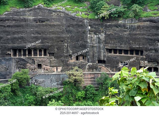 Cave No 14 to 16 : General View of caves, Ajanta, Maharashtra