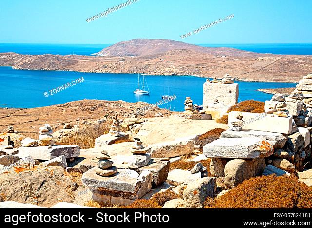in delos     greece the historycal acropolis and     old ruin site