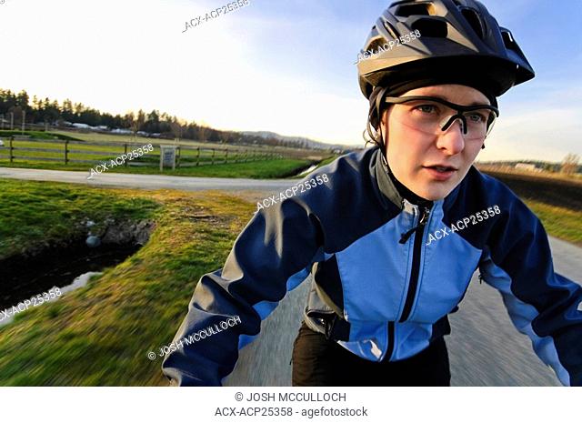 POV image of a female cyclist, Victoria BC