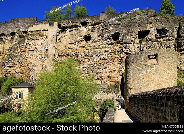 Bock with casemates, at the river Alzette, Luxembourg City, Grand Duchy of Luxembourg