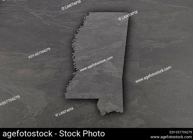 Map of Mississippi on dark slate