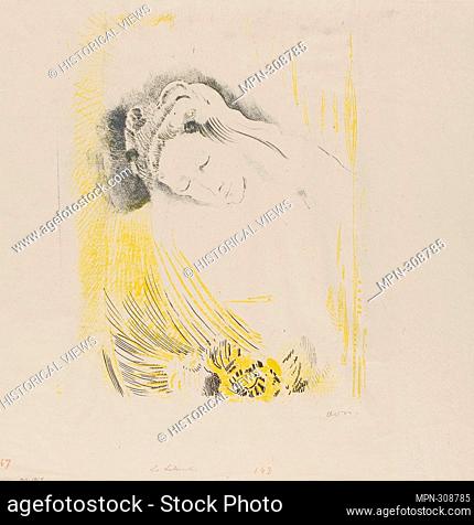 Author: Odilon Redon. The Shulamite - 1897 - Odilon Redon French, 1840-1916. Lithograph printed in black and yellow on heavy cream chine. France