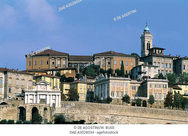 View of the Upper Town (Citta Alta), Bergamo, Lombardy, Italy