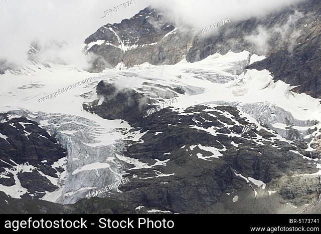 Cambrena Glacier on the Bernina Pass, Engadine, Grisons, Cambrena Glacier, Switzerland, Europe